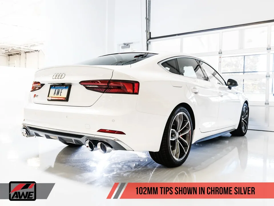 AWE Tuning 18-22 Audi B9 S5 Sportback Track Edition Exhaust - Non-Resonated (Silver 102mm Tips) 3010-42068 6 of 6