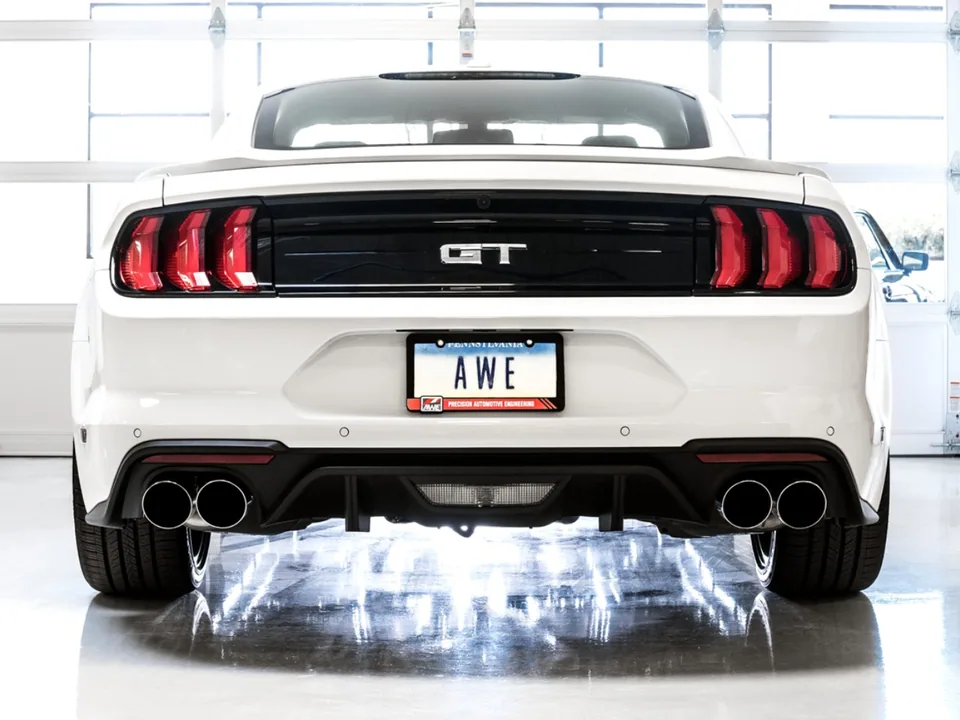 AWE Tuning 18-22 Ford Mustang GT (S550) Cat-back Exhaust - Track Edition (Quad Chrome Silver Tips) 3020-42064 4 of 5