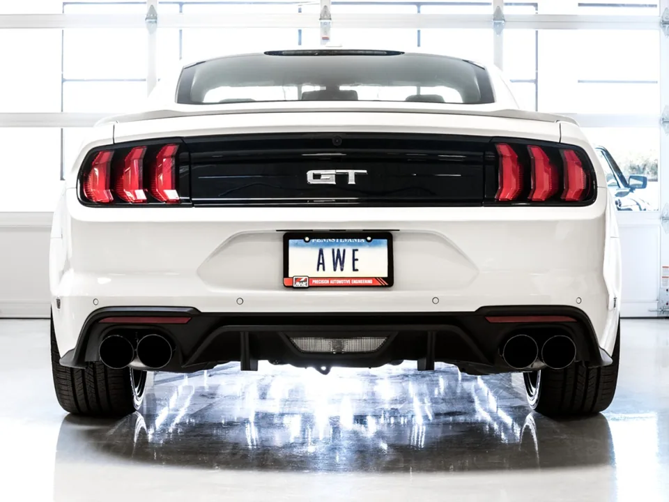AWE Tuning 18-22 Ford Mustang GT (S550) Cat-back Exhaust - Track Edition (Quad Diamond Black Tips) 3020-43072 4 of 5
