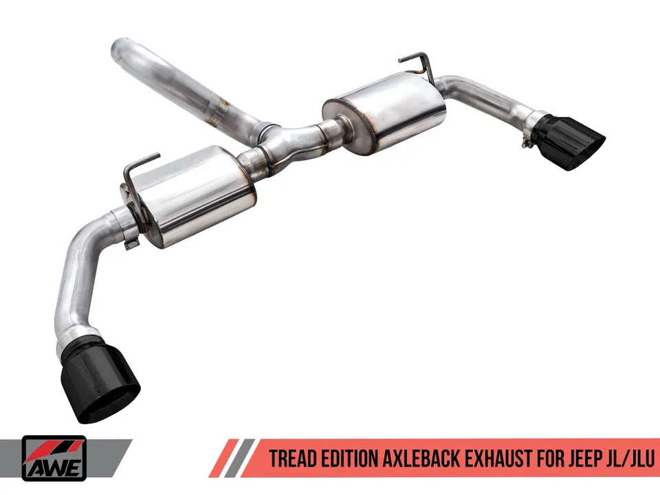 AWE Tuning 18-22 Jeep Wrangler JL/JLU Tread Edition Axle-Back Dual Exhaust - Diamond Black Tips 3015-33001 2 of 6