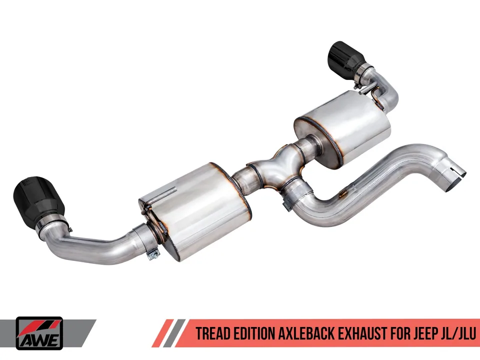 AWE Tuning 18-22 Jeep Wrangler JL/JLU Tread Edition Axle-Back Dual Exhaust - Diamond Black Tips 3015-33001 3 of 6