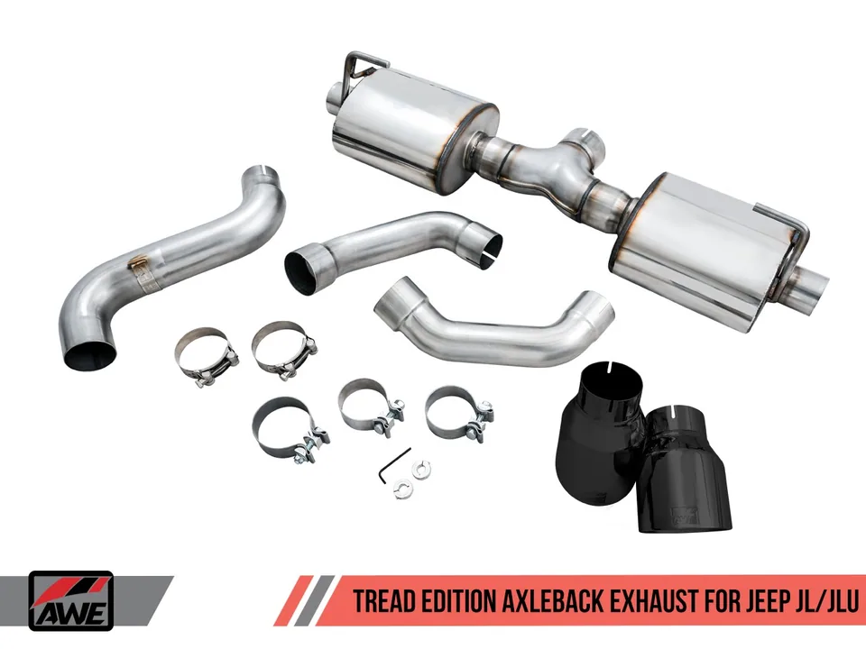 AWE Tuning 18-22 Jeep Wrangler JL/JLU Tread Edition Axle-Back Dual Exhaust - Diamond Black Tips 3015-33001 6 of 6