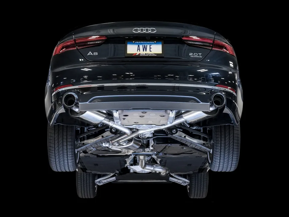 AWE Tuning 18 Audi B9 A5 Touring Edition Exhaust Dual Outlet - Chrome Silver Tips (Includes DP) 3015-32090 4 of 6