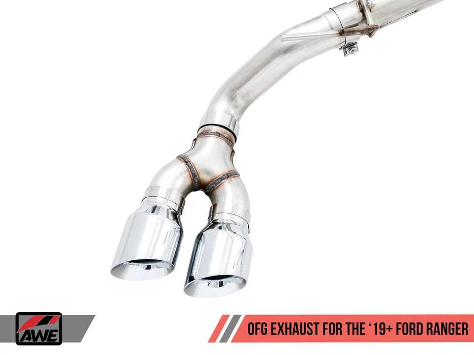 AWE Tuning 19-21 Ford Ranger 0FG Performance Exhaust System w/Chrome Silver Tips & Bash Guard 3015-22072 2 of 6