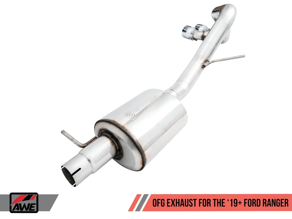 AWE Tuning 19-21 Ford Ranger 0FG Performance Exhaust System w/Chrome Silver Tips & Bash Guard 3015-22072 4 of 6