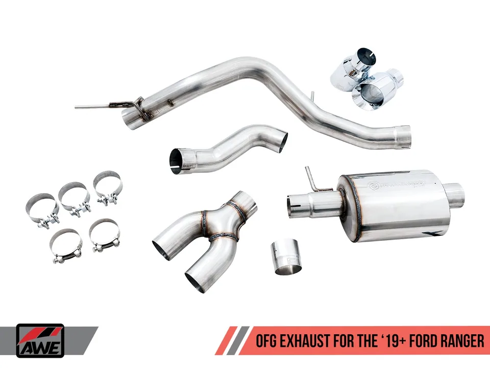 AWE Tuning 19-21 Ford Ranger 0FG Performance Exhaust System w/Chrome Silver Tips & Bash Guard 3015-22072 5 of 6
