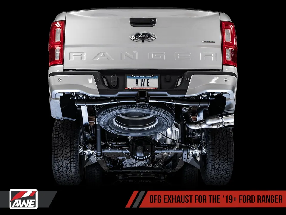 AWE Tuning 19-21 Ford Ranger 0FG Performance Exhaust System w/Chrome Silver Tips & Bash Guard 3015-22072 6 of 6