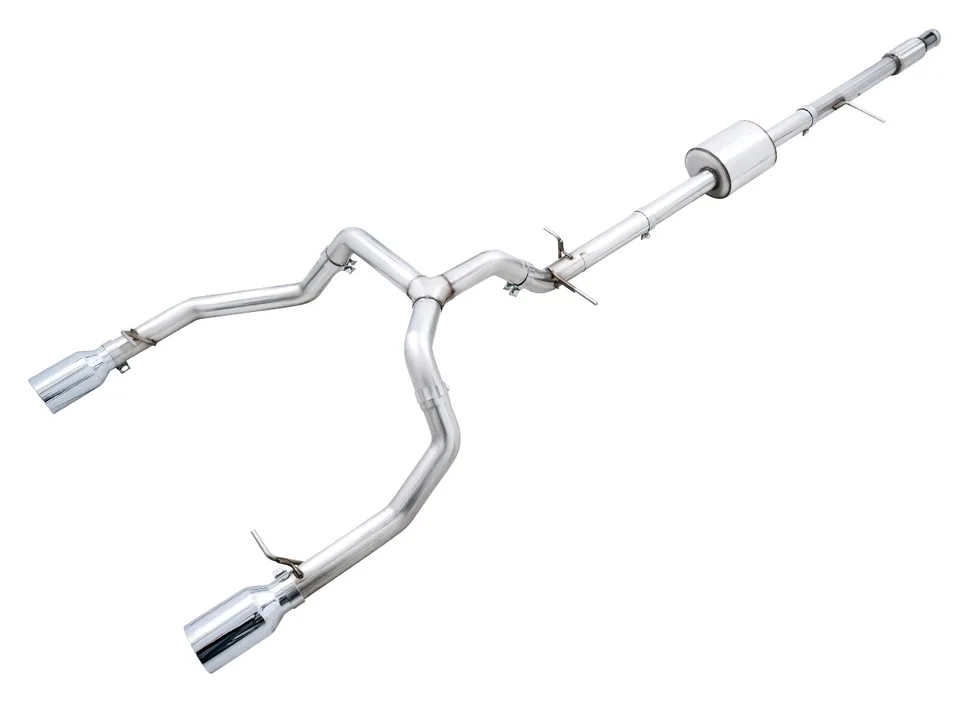 AWE Tuning 19-22 4th Gen GM 1500 5.3L 0FG Catback Split Rear Exit (Flat Bumper) - Quad Chrome Tips 3015-32205 1 of 6
