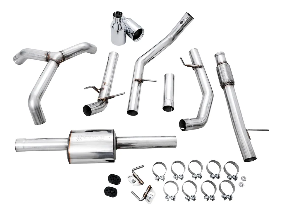 AWE Tuning 19-22 4th Gen GM 1500 5.3L 0FG Catback Split Rear Exit (Flat Bumper) - Quad Chrome Tips 3015-32205 2 of 6