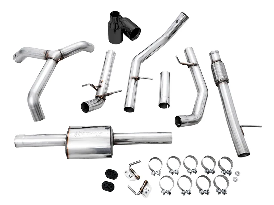 AWE Tuning 19-22 4th Gen GM 1500 5.3L 0FG Catback Split Rear Exit (Flat Bumper) - Quad Diamond Black Tips 3015-33206 3 of 6