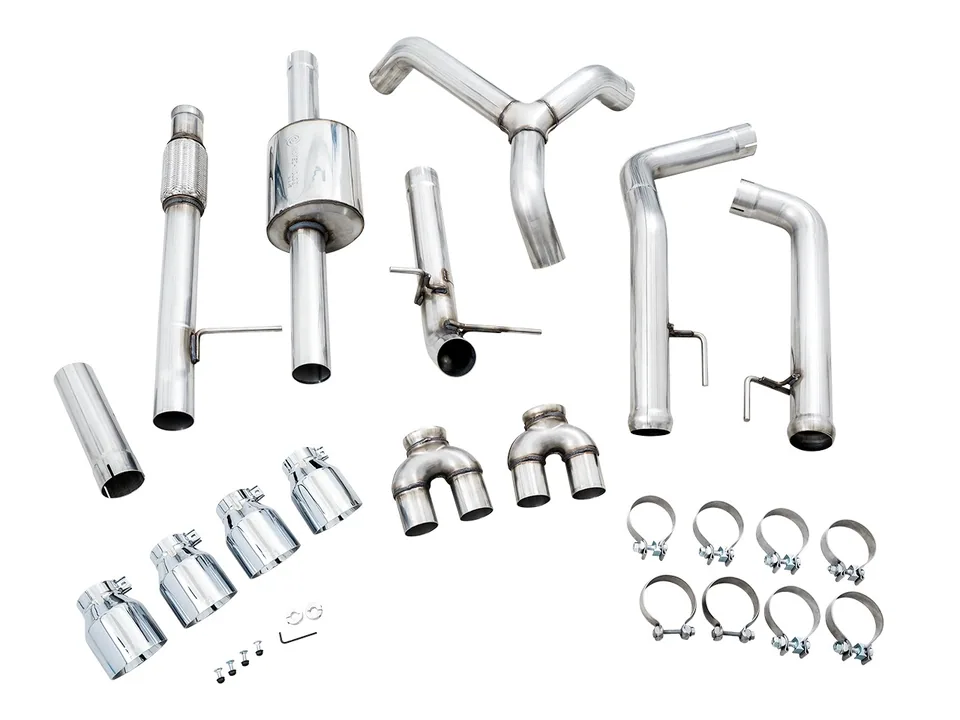 AWE Tuning 19-22 4th Gen GM 1500 5.3L 0FG Catback Split Rear Exit (w/ Bumper Cutouts) - Quad Chrome Tips 3015-42201 4 of 6