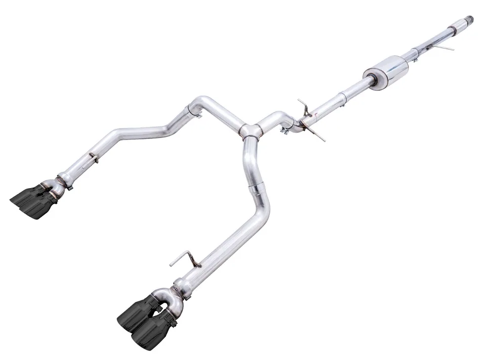 AWE Tuning 19-22 4th Gen GM 1500 5.3L 0FG Catback Split Rear Exit (w/ Bumper Cutouts) - Quad Diamond Black Tips 3015-43202 1 of 6
