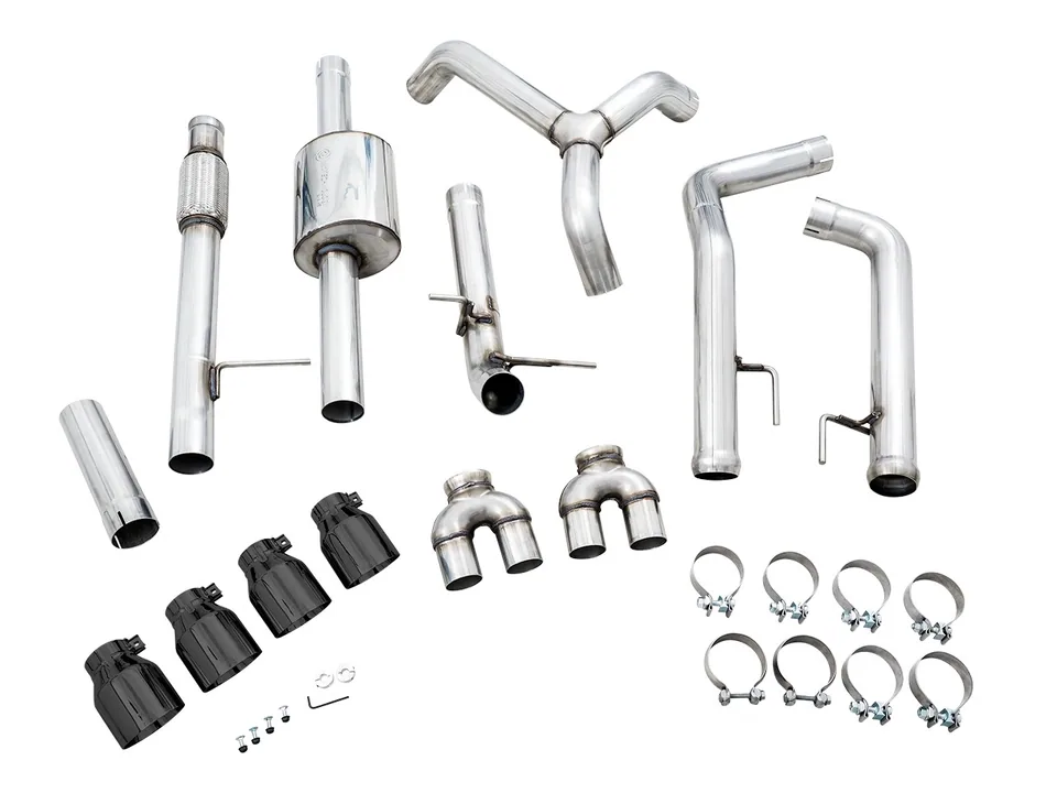 AWE Tuning 19-22 4th Gen GM 1500 5.3L 0FG Catback Split Rear Exit (w/ Bumper Cutouts) - Quad Diamond Black Tips 3015-43202 2 of 6