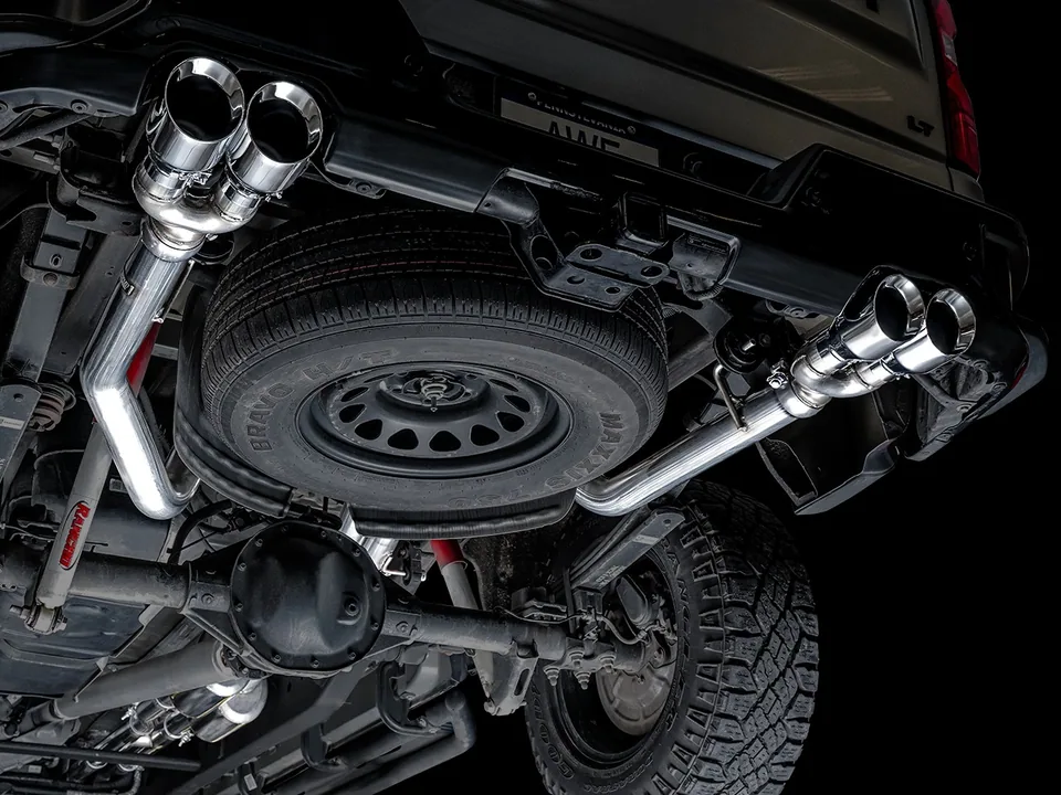 AWE Tuning 19-22 4th Gen GM 1500 6.2L 0FG Catback Split Rear Exit (w/ Bumper Cutouts) - Quad Chrome Tips 3015-42203 6 of 6