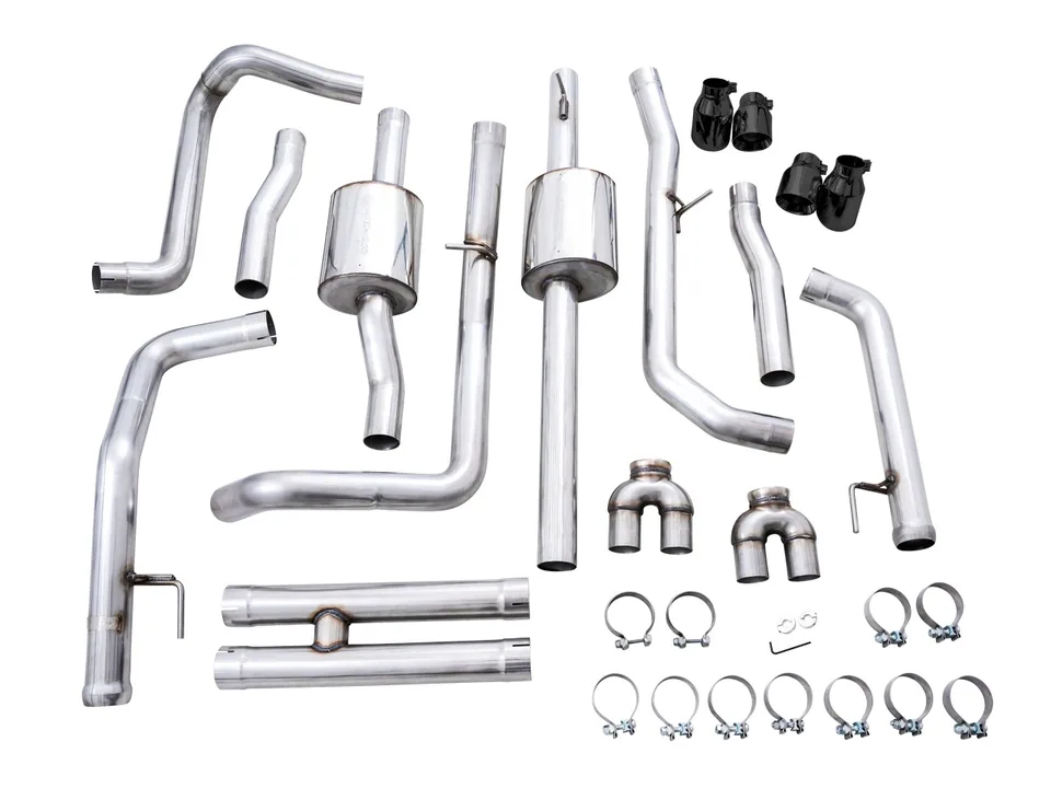 AWE Tuning 19-22 4th Gen GM 1500 6.2L 0FG Catback Split Rear Exit (w/ Bumper Cutouts) - Quad Diamond Tips 3015-43204 6 of 6