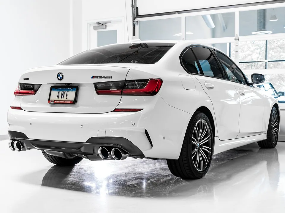 AWE Tuning 19-22 BMW M340i (G20) OE-Config-To-Quad Tip Conversion Kit - Chrome Silver Tip 3810-42018 2 of 3