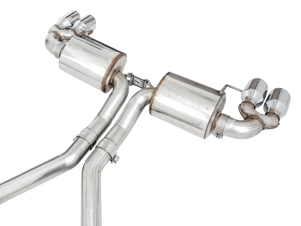 AWE Tuning 19-22 BMW M340i (G20) Resonated Touring Edition Exhaust - Quad Chrome Silver Tips 3015-42150 3 of 6