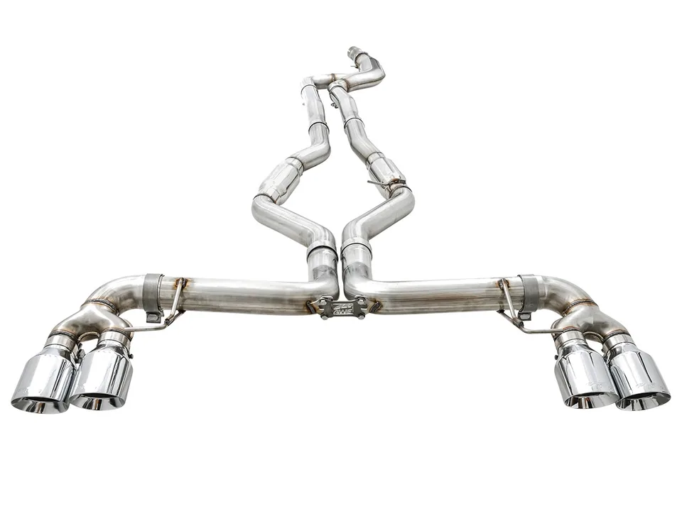 AWE Tuning 19-22 BMW M340i (G20) Track Edition Exhaust - Quad Chrome Silver Tips 3020-42078 1 of 6