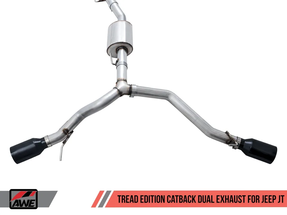 AWE Tuning 20-22 Jeep Gladiator JT 3.6L Tread Edition Cat-Back Dual Exhaust - Diamond Black Tips 3015-33101 2 of 6