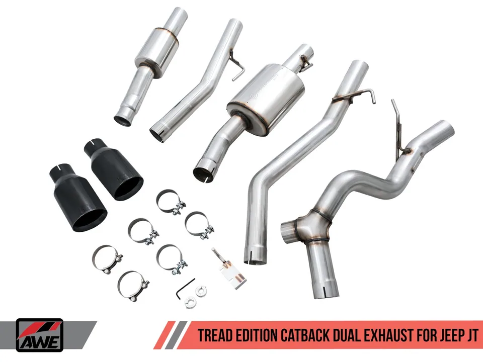 AWE Tuning 20-22 Jeep Gladiator JT 3.6L Tread Edition Cat-Back Dual Exhaust - Diamond Black Tips 3015-33101 3 of 6