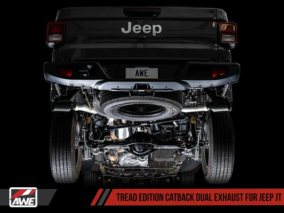 AWE Tuning 20-22 Jeep Gladiator JT 3.6L Tread Edition Cat-Back Dual Exhaust - Diamond Black Tips 3015-33101 4 of 6