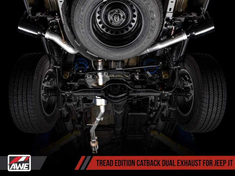 AWE Tuning 20-22 Jeep Gladiator JT 3.6L Tread Edition Cat-Back Dual Exhaust - Diamond Black Tips 3015-33101 5 of 6