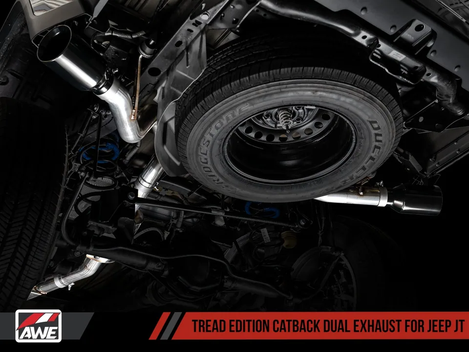 AWE Tuning 20-22 Jeep Gladiator JT 3.6L Tread Edition Cat-Back Dual Exhaust - Diamond Black Tips 3015-33101 6 of 6