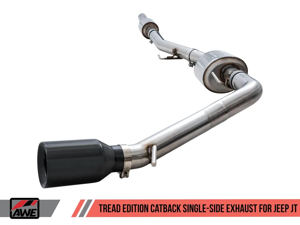 AWE Tuning 20-22 Jeep Gladiator JT 3.6L Tread Edition Cat-Back Single Side Exhaust - Diamond Blk Tips 3015-23103 2 of 6