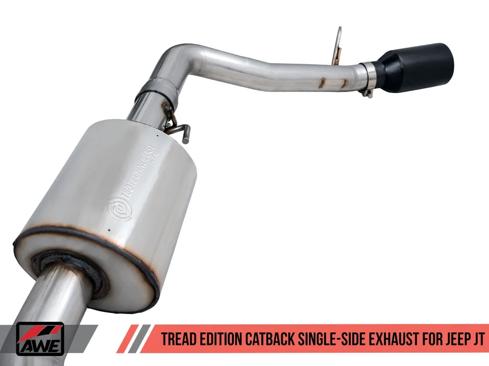 AWE Tuning 20-22 Jeep Gladiator JT 3.6L Tread Edition Cat-Back Single Side Exhaust - Diamond Blk Tips 3015-23103 3 of 6