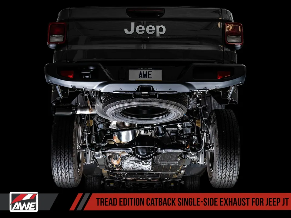 AWE Tuning 20-22 Jeep Gladiator JT 3.6L Tread Edition Cat-Back Single Side Exhaust - Diamond Blk Tips 3015-23103 5 of 6