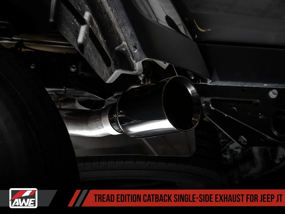 AWE Tuning 20-22 Jeep Gladiator JT 3.6L Tread Edition Cat-Back Single Side Exhaust - Diamond Blk Tips 3015-23103 6 of 6