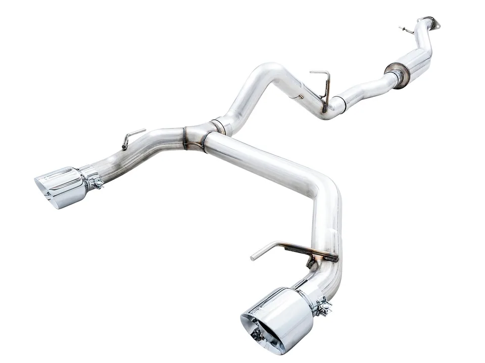 AWE Tuning 21-22 Ford Bronco 0FG Dual Rear Exit Exhaust w/Chrome Silver Tips & Bash Guard 3015-32456 2 of 6