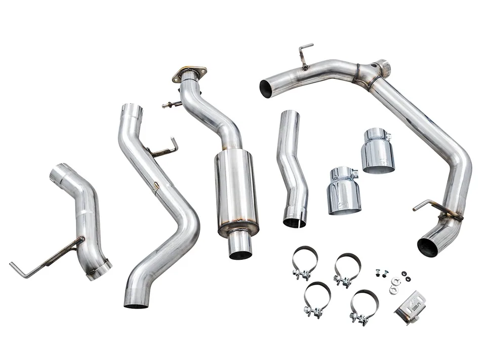 AWE Tuning 21-22 Ford Bronco 0FG Dual Rear Exit Exhaust w/Chrome Silver Tips & Bash Guard 3015-32456 4 of 6