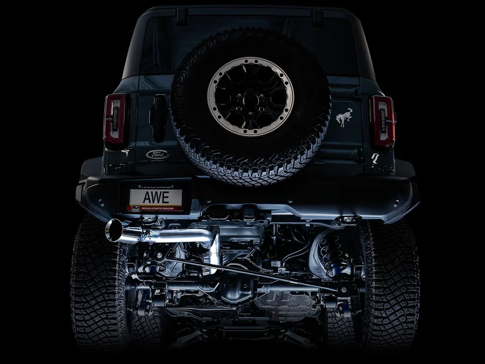 AWE Tuning 21-22 Ford Bronco 0FG Single Rear Exit Exhaust w/Diamond Black Tip & Bash Guard 3015-23789 4 of 6