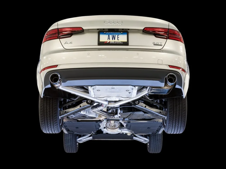 AWE Tuning Audi 17-18 B9 A4 SwitchPath Exhaust Dual Outlet - Chrome Silver Tips (Includes DP and Remote) 3025-32014 4 of 5