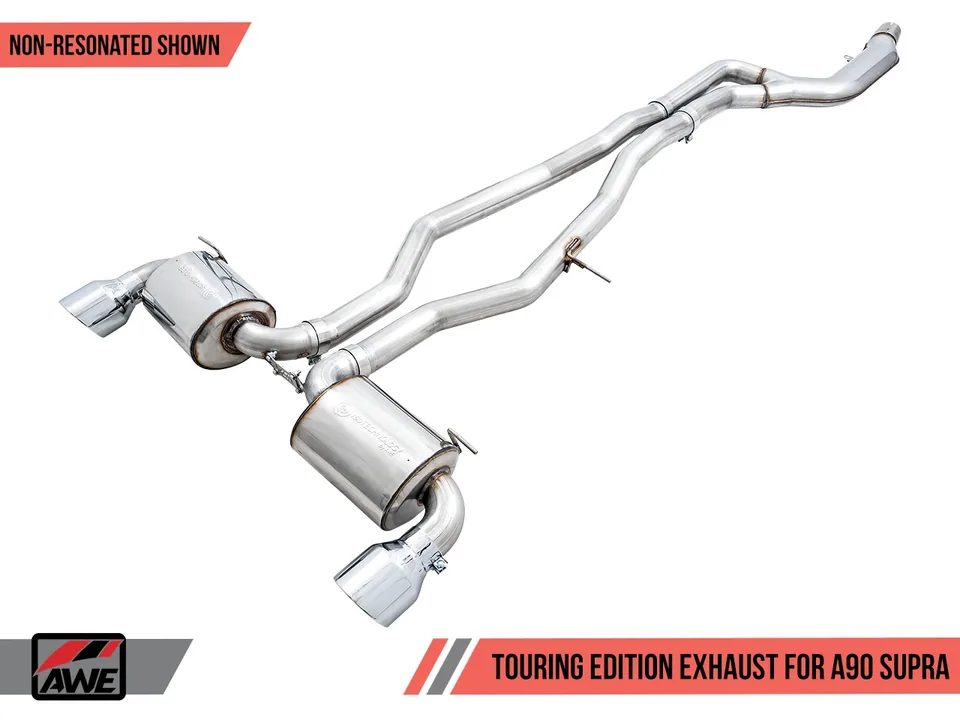 AWE 20-22 Toyota Supra A90 Resonated Touring Edition Exhaust - 5in Chrome Silver Tips 3015-32118 1 of 6