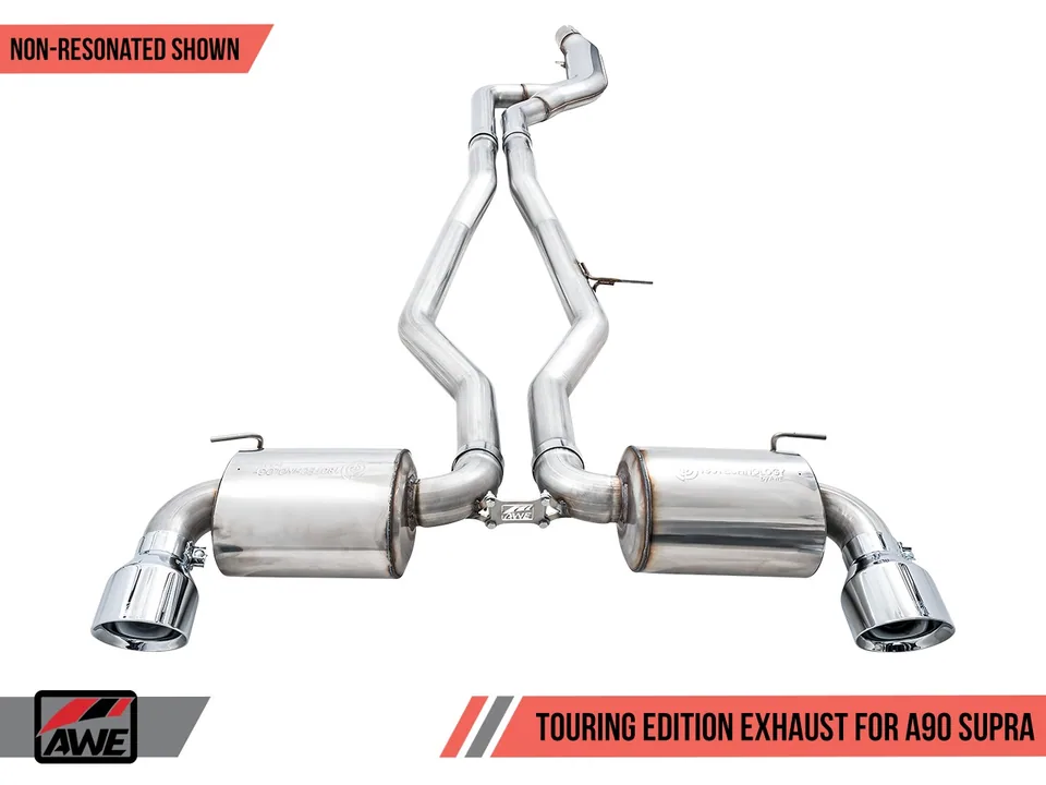 AWE 20-22 Toyota Supra A90 Resonated Touring Edition Exhaust - 5in Chrome Silver Tips 3015-32118 2 of 6