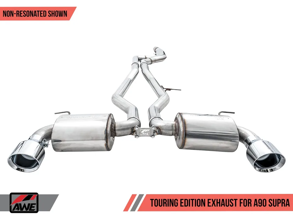 AWE 20-22 Toyota Supra A90 Resonated Touring Edition Exhaust - 5in Chrome Silver Tips 3015-32118 3 of 6