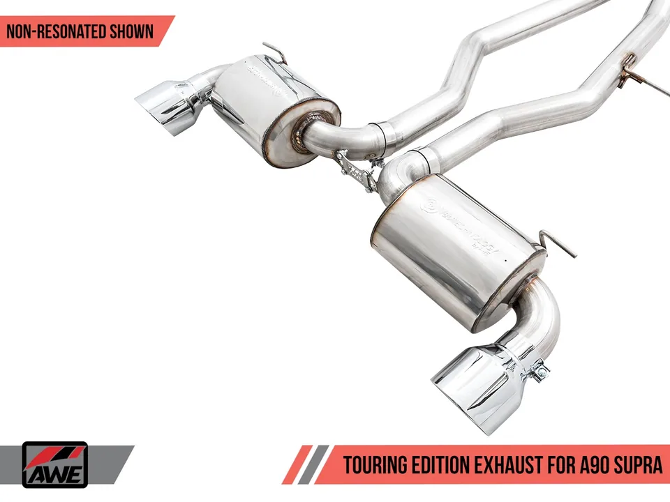 AWE 20-22 Toyota Supra A90 Resonated Touring Edition Exhaust - 5in Chrome Silver Tips 3015-32118 4 of 6