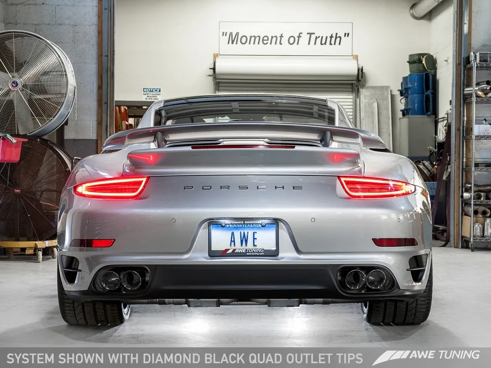 AWE Tuning Porsche 991.1 Turbo Performance Exhaust and High-Flow Cats - Black Quad Tips 3015-43044 5 of 5