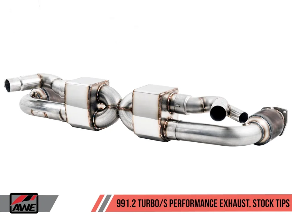 AWE Tuning Porsche 991.2 Turbo Performance Exhaust and High-Flow Cat Sections - For OE Tips 3015-41002 1 of 6