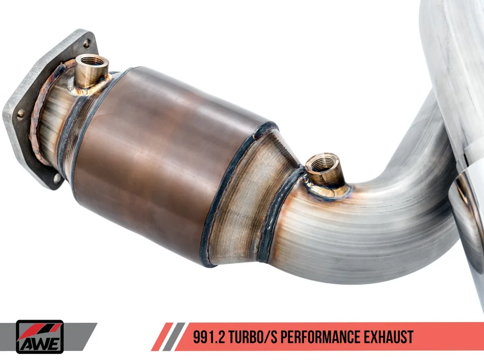 AWE Tuning Porsche 991 Turbo Performance Exhaust and High-Flow Cat Sections - Black Quad Tips 3015-43088 3 of 6