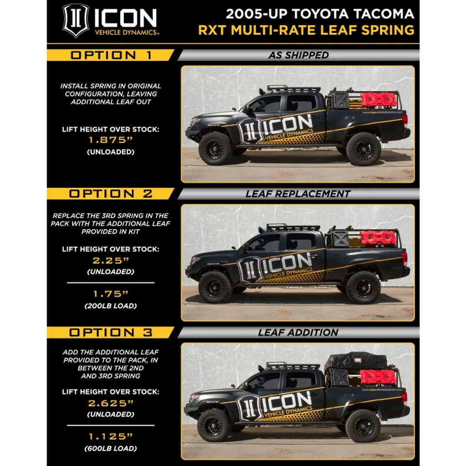 ICON 2005-2015 Toyota Tacoma 0-3.5" Lift/2016-2023 Tacoma 0-2.75" Lift, Stage 10 Suspension System, Tubular UCA k53010t 2 of 3