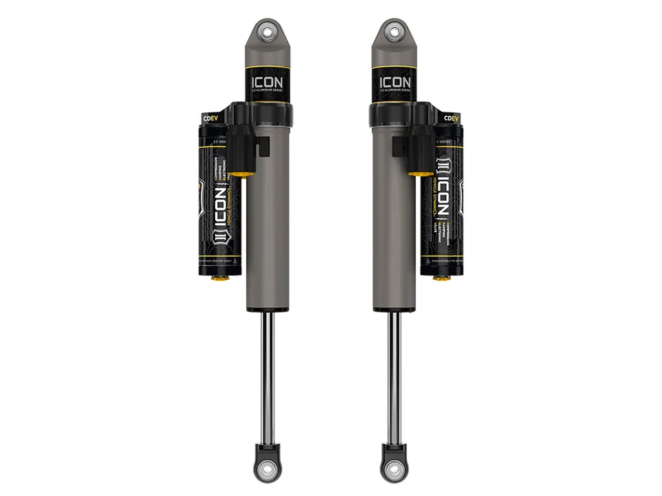 ICON 2017-2024 Ford F-250/F-350 Super Duty 4WD, 3-6" Lift, Rear, V.S. 2.5 Aluminum Series Shock Absorbers, Piggyback Reservoir w/ CDEV, Pair 37701ep 1 of 5