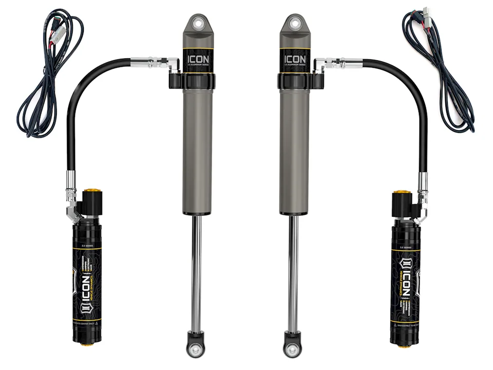 ICON 2020-2023 Jeep Gladiator/2018-2023 Jeep Wrangler JL, 2.5" Lift, Front, V.S. 2.5 Aluminum Series Shock Absorbers, Remote reservoir w/ CDEV, Pair 27821ep 1 of 6