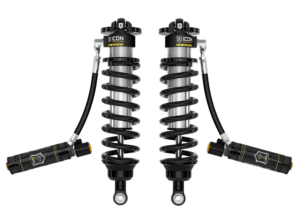 ICON 2022-2025 Toyota Tundra 1.25-3.25" Lift/2023-2025 Sequoia 3-4.25" Lift, V.S. 3.0 Series Front Coilover Kit, Remote Reservoir w/ CDEV, Pair 58775e 1 of 6