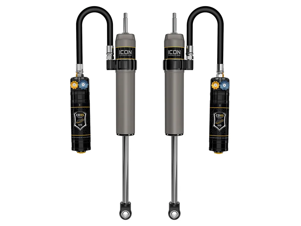 ICON 2024-2025 Toyota Tacoma, 0-1" Lift, Rear, V.S. 2.5 Aluminum Series Shock Absorbers, Remote Reservoir w/ CDXS, Pair 57808xp 1 of 6