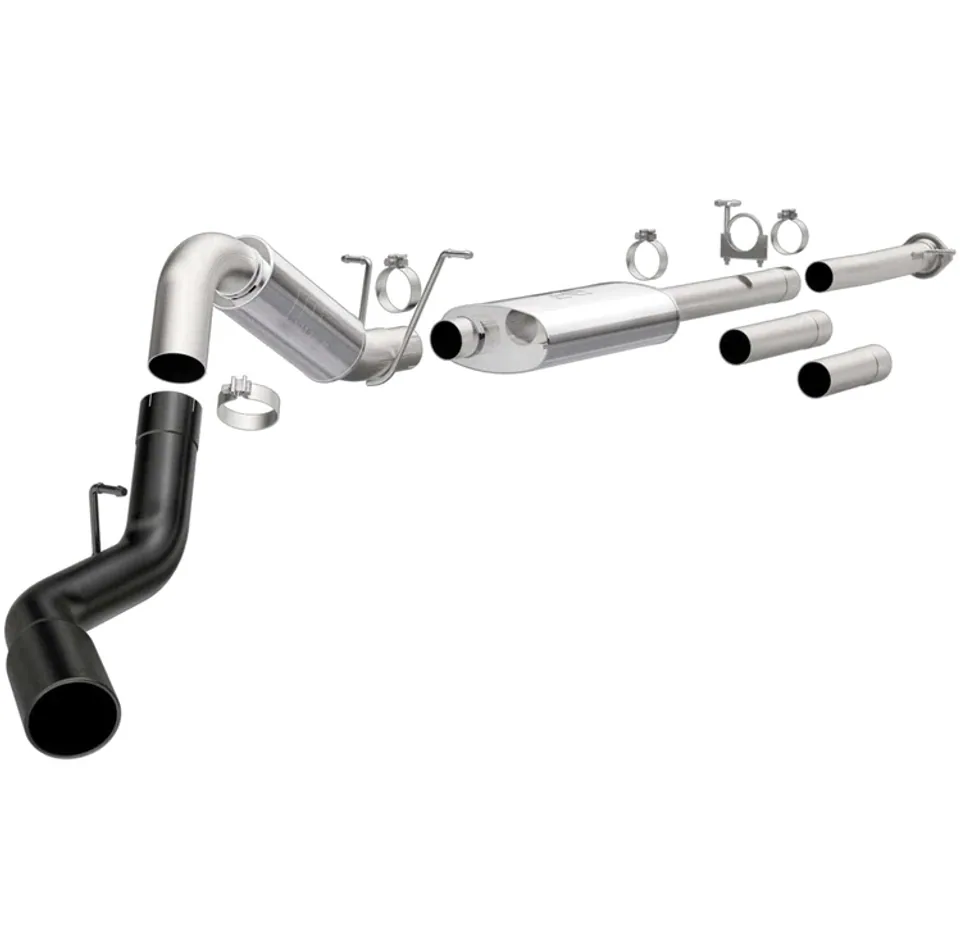 MagnaFlow 11-19 GM 2500/3500 6.0L 4in Single Passenger Side Rear Exit Cat-Back Exhaust w/Black Tips 19376 1 of 3