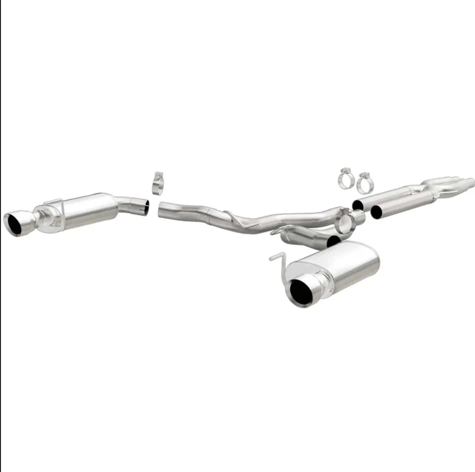 MagnaFlow Cat Back, SS, 3in, Street, Dual Split Polished 4.5in Tips 15-17 Ford Mustang GT V8 5.0L 19100 1 of 5