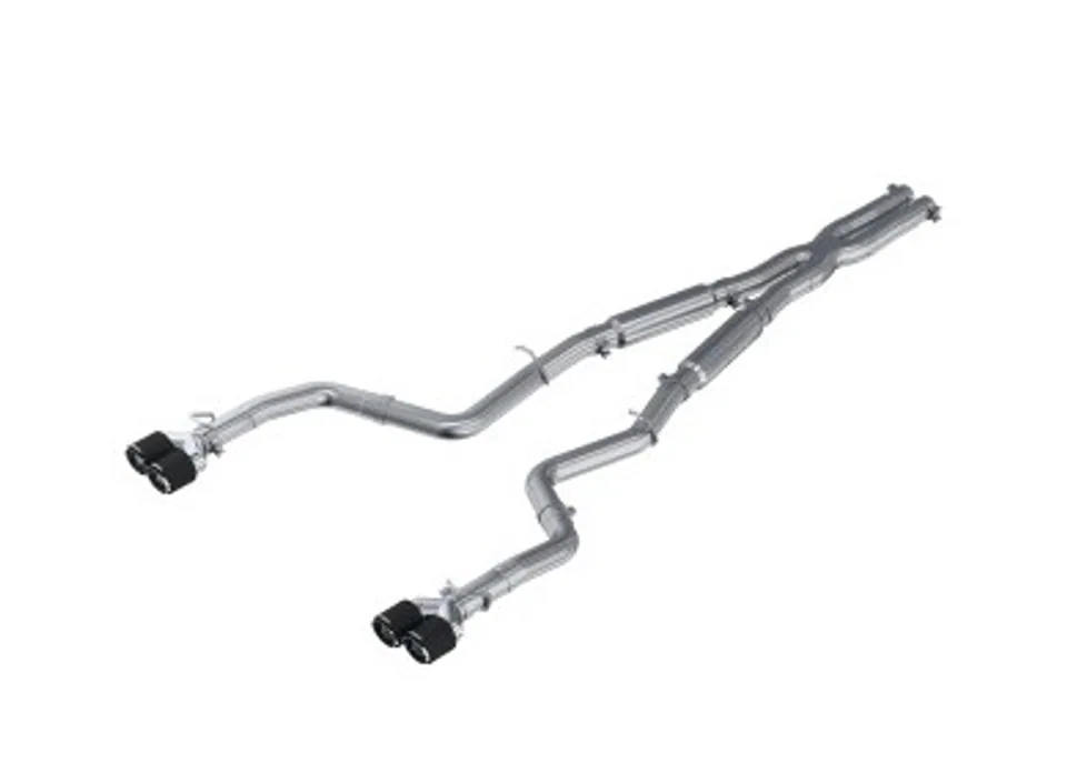 MBRP 15-16 Dodge Challenger RT 5.7L T304 SS 3in Dual Rear Cat-back CF Quad Tips - Street S71153CF 1 of 1